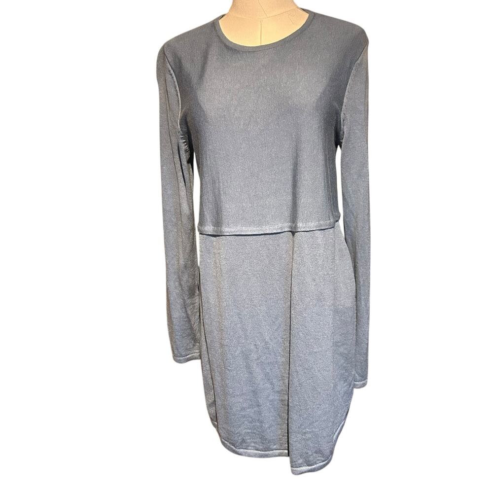 J. Jill Knit Top Tunic Blue Long Sleeve SZ SM Boho Cottage Core Office Siren
